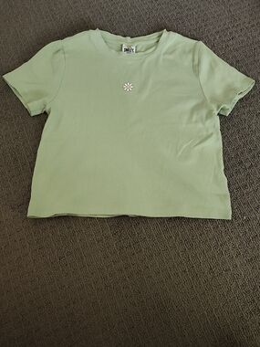Cotton On Light Green Tee with Small Daisy Motif